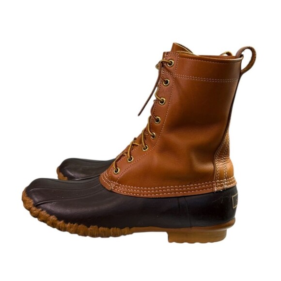 L.L. Bean 8.5 " MAINE HUNTING SHOE Boots Vintage Tan & Brown Women's Size 10 - Picture 4 of 8